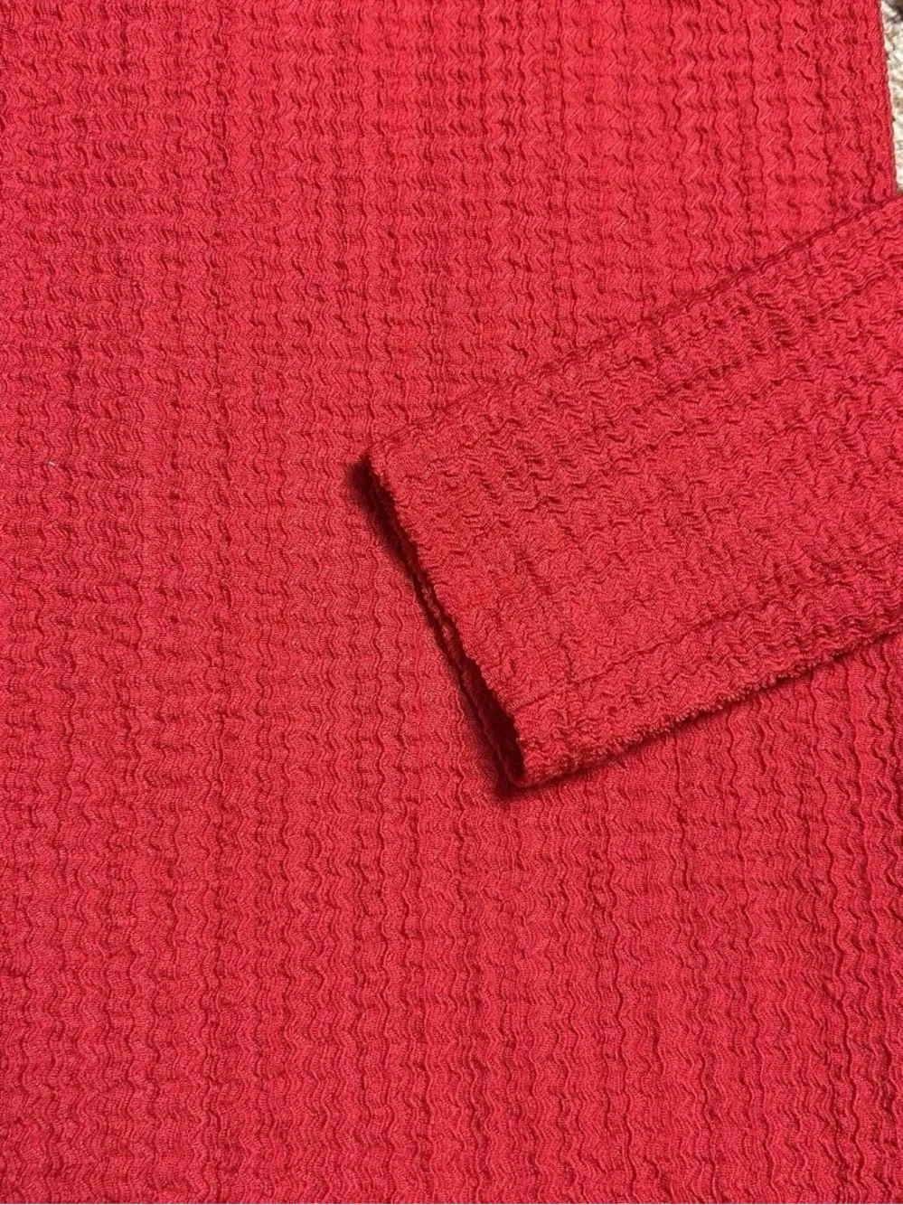 Loft Red Textured Puff Shoulder Blouse Top Small Party Holiday Date Night Love